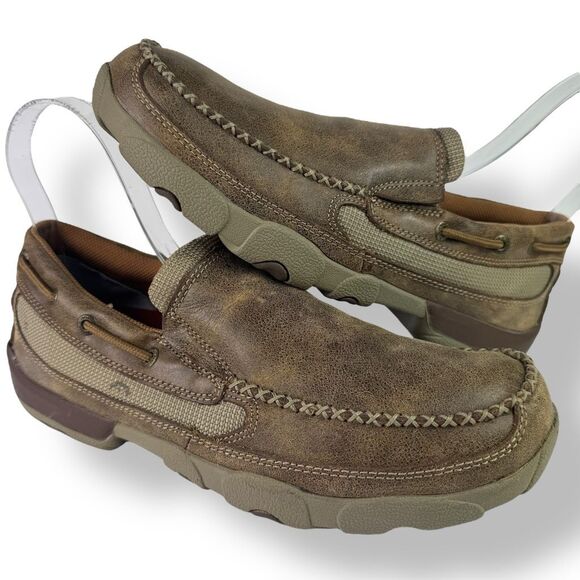 Twisted X Other - Twisted X Slip On Driving Moc Loafer Casual Bomber Brown Tan Leather Men’s 9 M